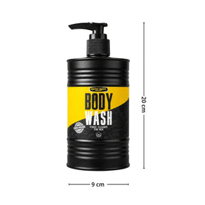 Sort dusjsåpe med pumpe og gult Body Wash-design, 400 ml