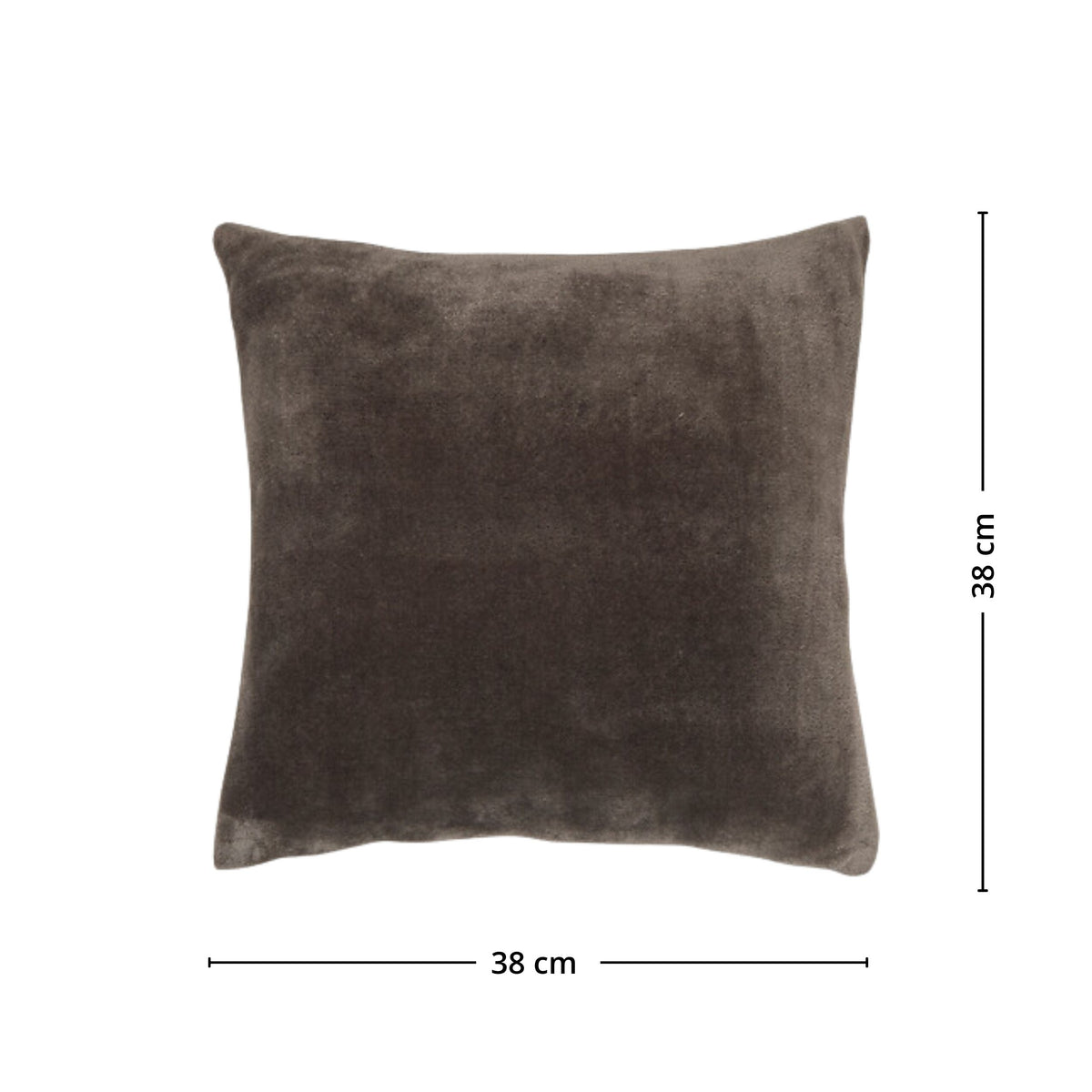 Ollis mørkegrå flanellpute med mål 38 x 38 cm på hvid baggrund
