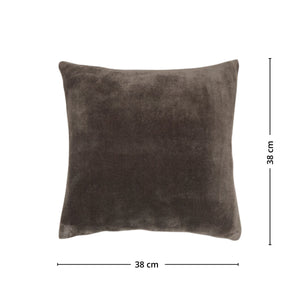 Ollis mørkegrå flanellpute med mål 38 x 38 cm på hvid baggrund