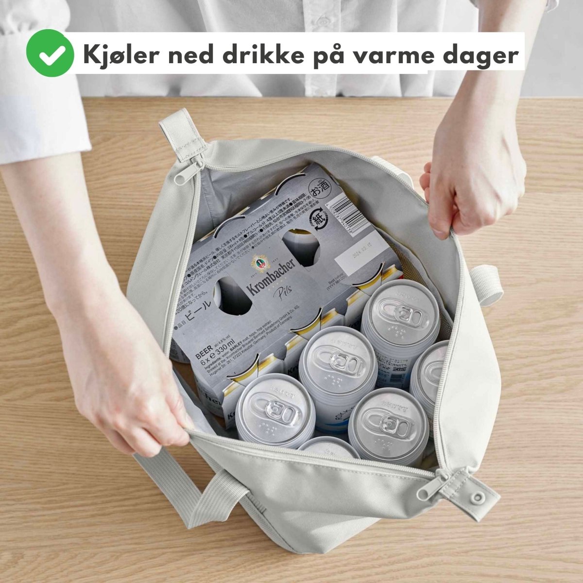 Kjølebag grå sammenleggbar 51 x 18 cm - Lindas Dekor