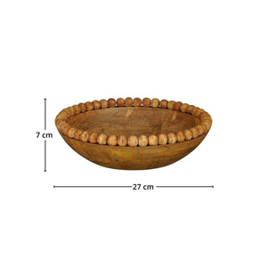 Fruktskål i tre med dekorativ kant og målangivelse 27 cm