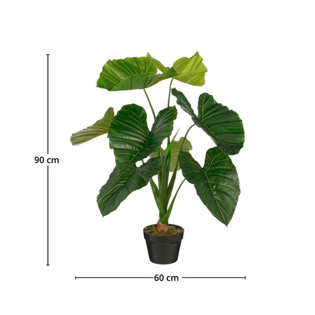Taro kunstig plante grønn med store blader og potte - Lindas Dekor Kunstige planter
