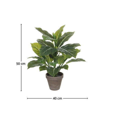 Evergreen kunstig plante grønn grå 49 cm med potte - Lindas Dekor Kunstige planter