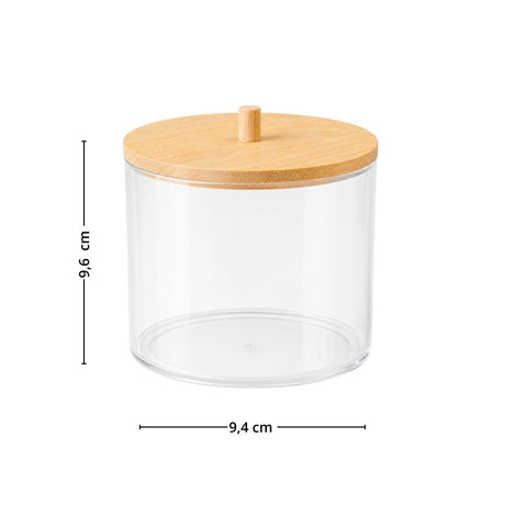 Målbilde av oppbevaringsboks med bambuslokk i størrelse 9,5 x 9,5 cm. - Lindas dekor