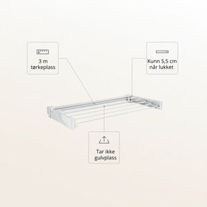Veggmontert tørkestativ Hvit 72 cm - Lindas Dekor