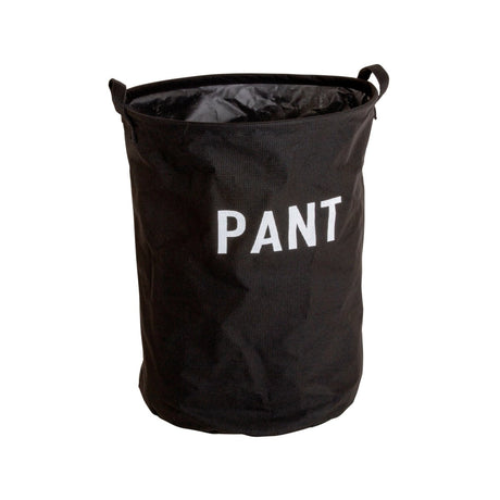 Sort pantesekk med hvit PANT tekst og håndtak