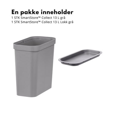 Grå sorteringsbøtte med lokk til kildesortering hjemme