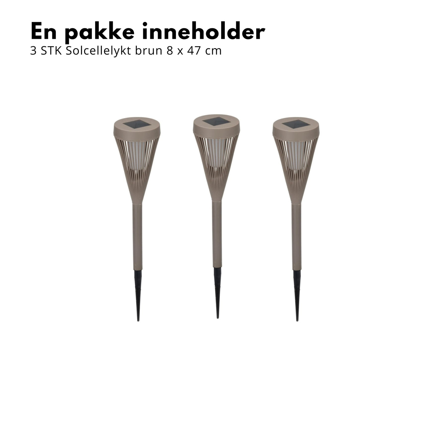 3-pk Solcellelykt brun 8 x 47 cm