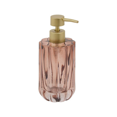 Såpedispenser i ravfarget rillet glass 300 ml