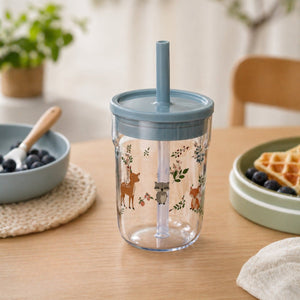Barneglass med sugerør blå Mio 250 ml - Lindas Dekor