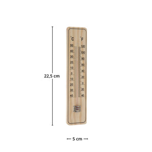 Termometer i MDF med naturlig trelook 22,5 x 5 cm