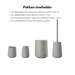 Tannbørsteholder i Matcha Green med rund form og matt overflate