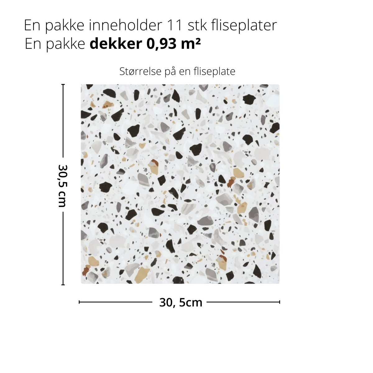 Målbilde av Sirocco Soft Terrazzo gulvflis på 30,5 x 30,5 cm. - Lindas dekor