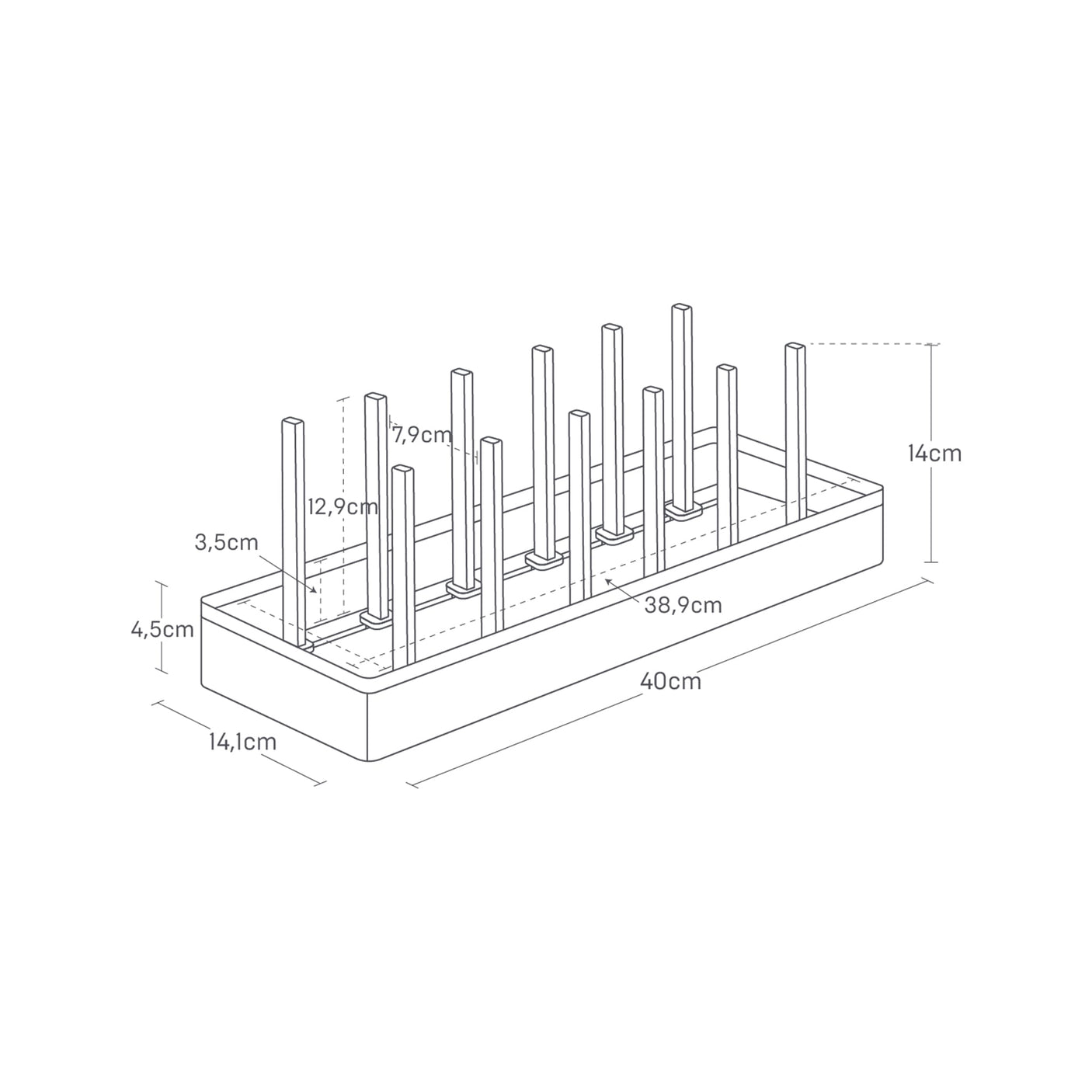 Svart stativ til gryter og lokk med fleksibel inndeling