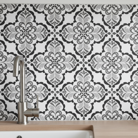 Lisbonne selvklebende fliser nærbilde på kjøkkenvegg