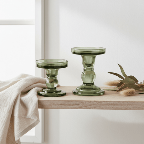 2 - pk Lysestaker kubbelys 8,8 cm + 11 cm - Lindas Dekor