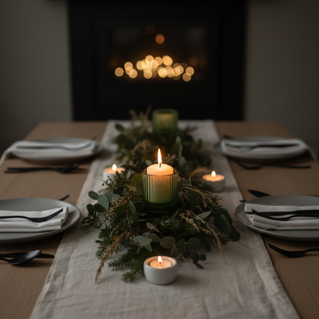 Middagsbord kronelys close-up