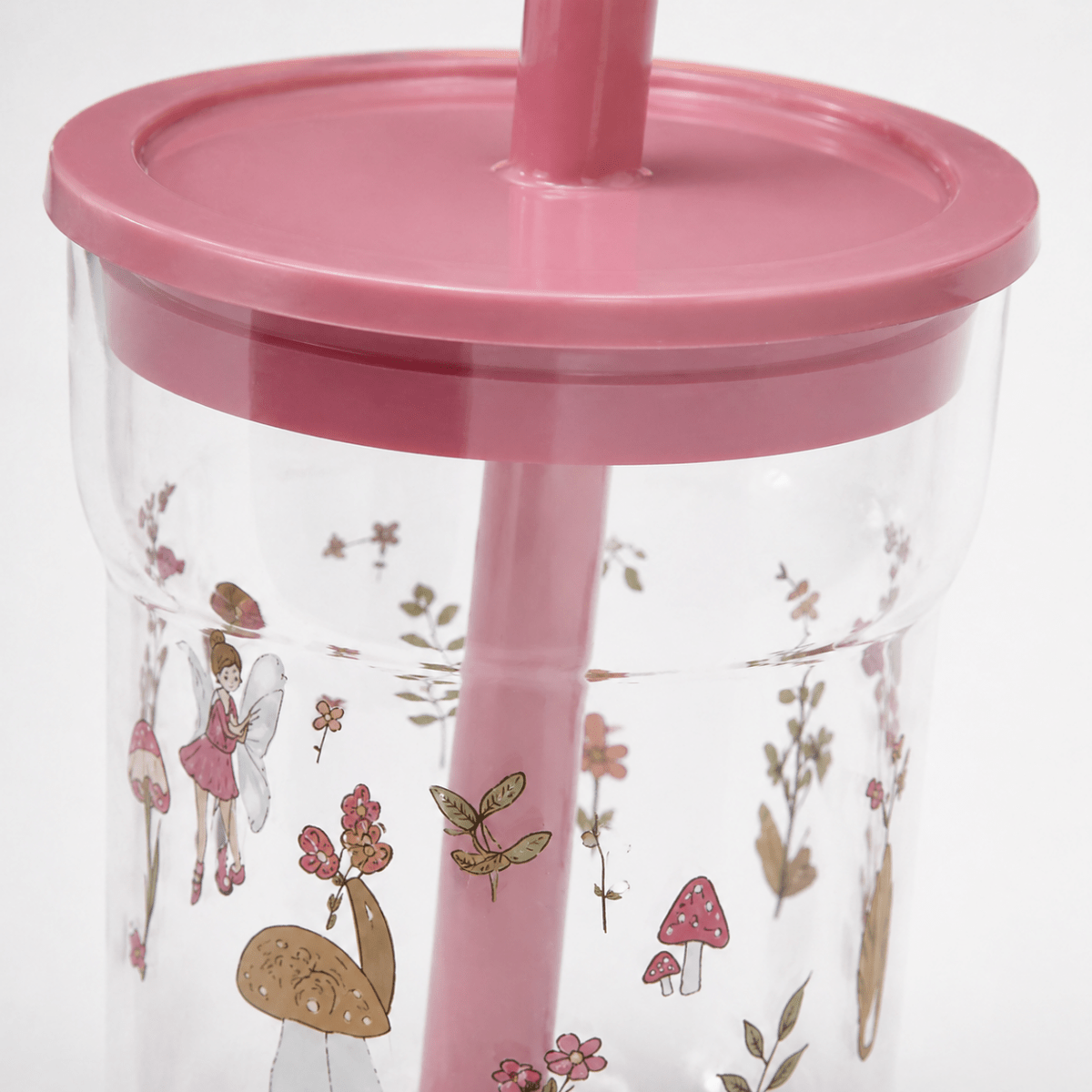 Barneglass med sugerør rosa Mio 250 ml - Lindas Dekor