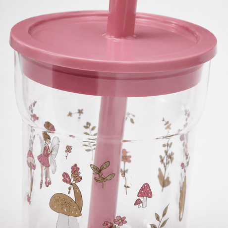 Barneglass med sugerør rosa Mio 250 ml - Lindas Dekor