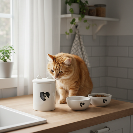 Oppbevaringskrukke kattegodis potesymbol hjerte dekorasjon
