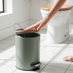 Søppelbøtte 3 liter metall/bambus grønn - Lindas Dekor