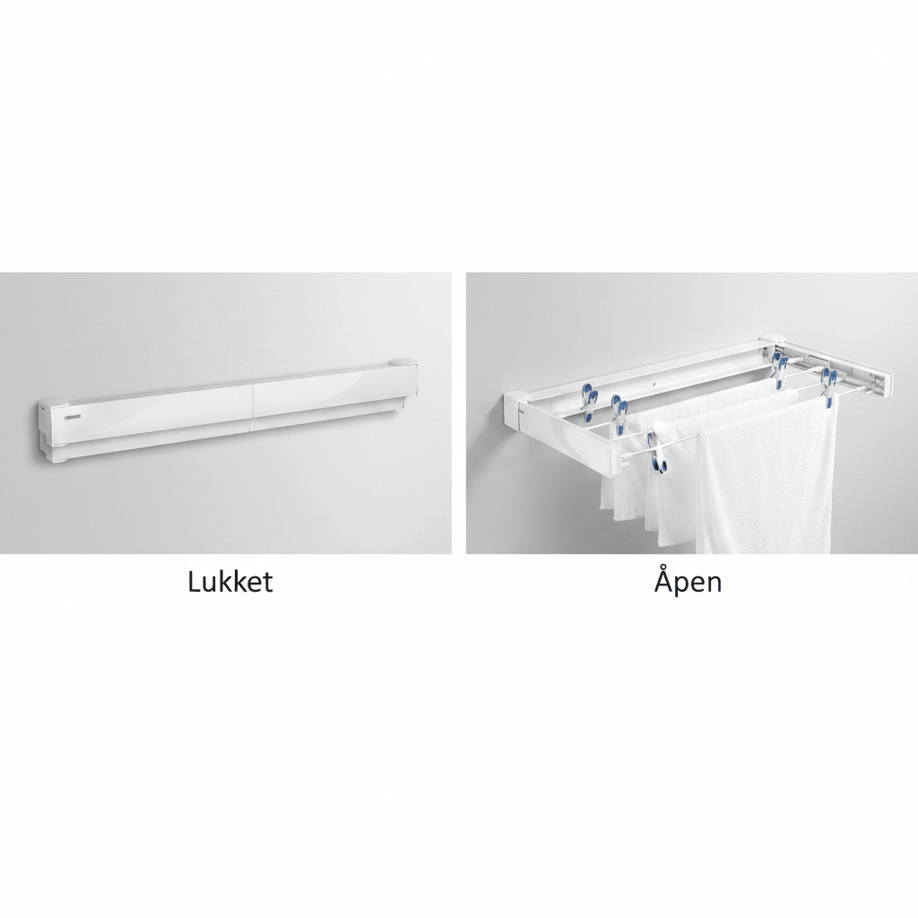 Veggmontert tørkestativ Hvit 72 cm - Lindas Dekor