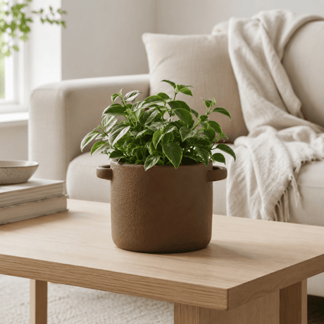 Potte Sement mørk brun liten - Lindas Dekor Potte