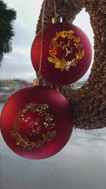 Lyslykt LED rund rød "God Jul" 15 cm