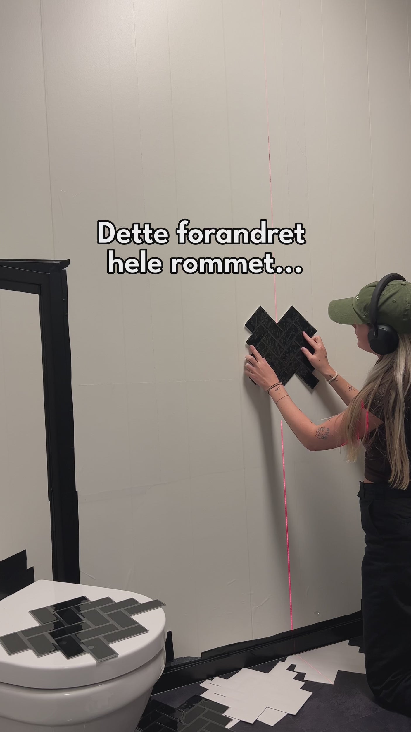 Svart fiskbens självhäftande väggplattor