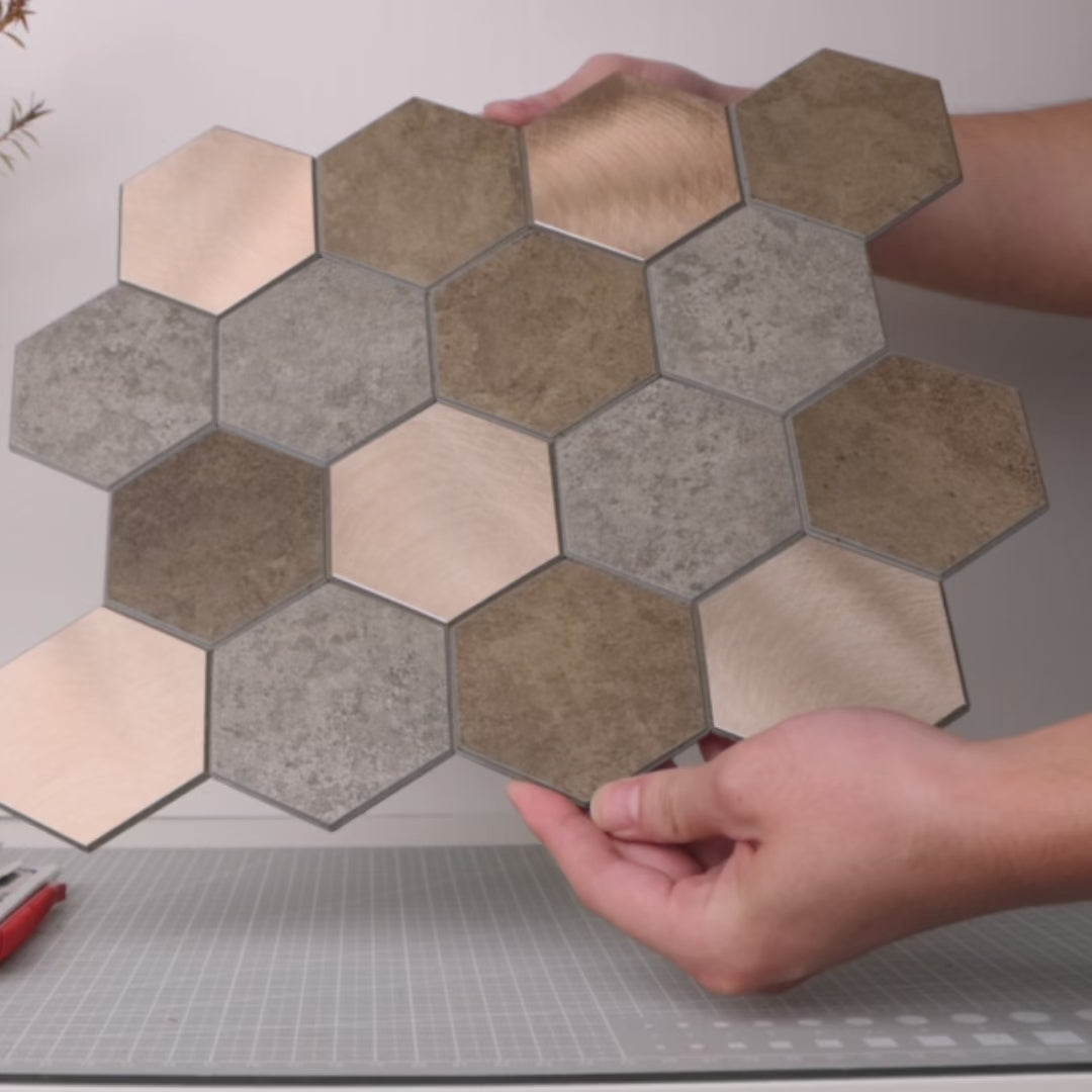 Bente hexagon selvklebende veggfliser