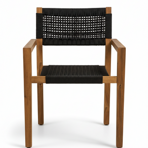 Utendørs spisestol med FSC akasie og sort flettet sete