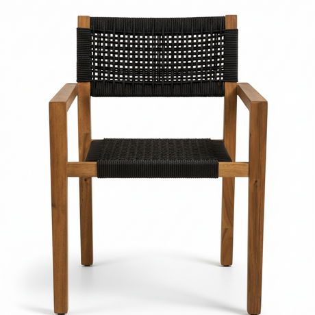 Utendørs spisestol med FSC akasie og sort flettet sete