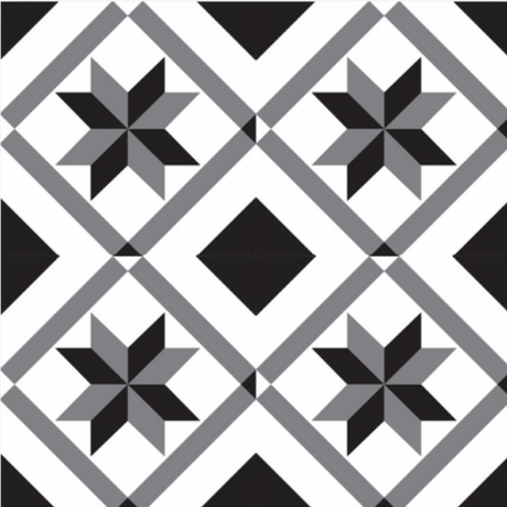 Oslo selvklebende fliser imiterer et klassisk design som gir et tidløst og elegant uttrykk. Passer godt til  fornyelse av gang eller toalett. 