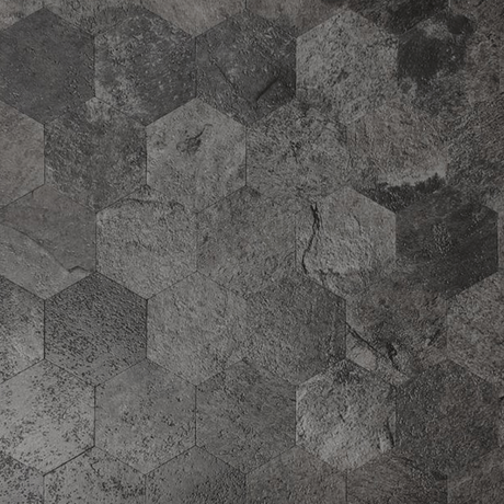 Hexagon mørkegrå betong selvklebende veggfliser imiterer fliser i mørke toner i et hexagonalt elegant mønster. Fin til kjøkken og baderom. 