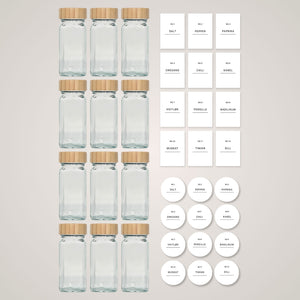 12-pk krydderglass med etiketter