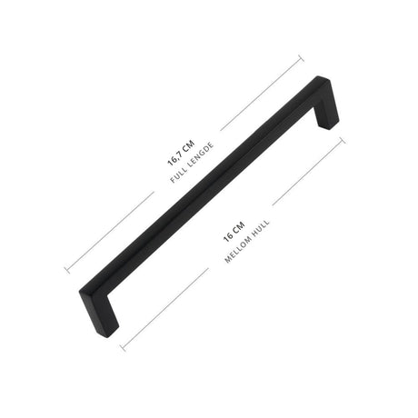 Moderne sort håndtak 16 cm, minimalistisk design med rette linjer for kjøkken, bad og garderobe.