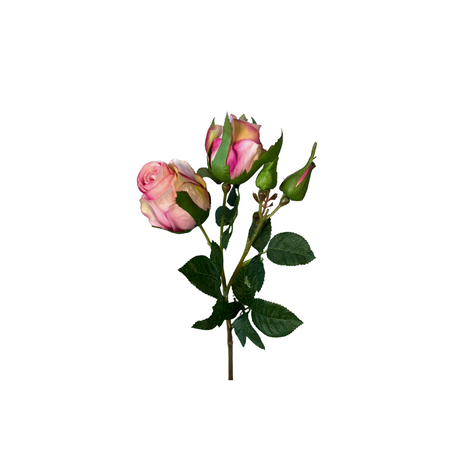 Naturtro rosa kunstrose fra Mr. Plant med detaljerte kronblader og stilk.