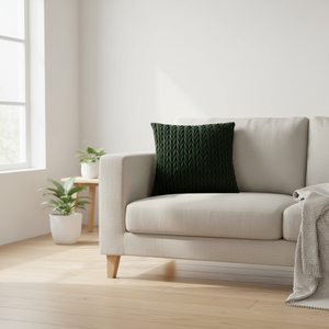 Putetrekk flettet velur flaskegrønn 45 x 45 cm