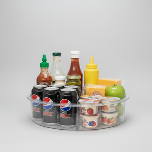 Transparent oppbevaringsbrett som roterer 360 grader for enkel tilgang