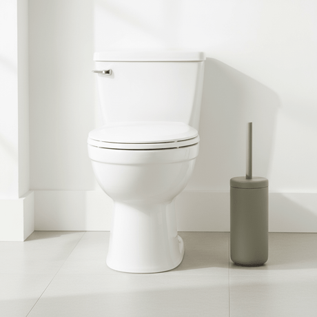 Baderomstilbehør i olivengrønn med minimalistisk form