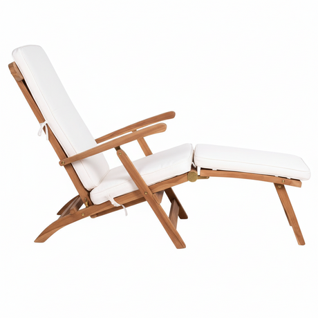 Dekkstol i teak og bomull til hage og terrasse