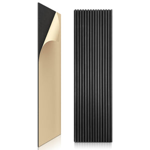 Selvklebende spileplater i mørk eik 60x240 cm – akustikkplater med lydabsorberende filt og enkel montering