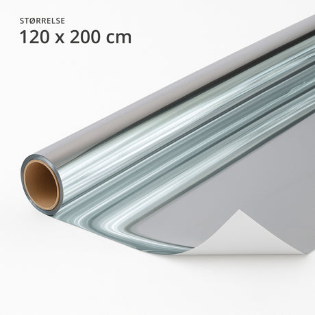 Static Reflektiv Supreme vindusfolie i rull, størrelse 120 x 200 cm. Speilende vindusfolie som festes statisk uten lim, gir solskjerming og privatliv.