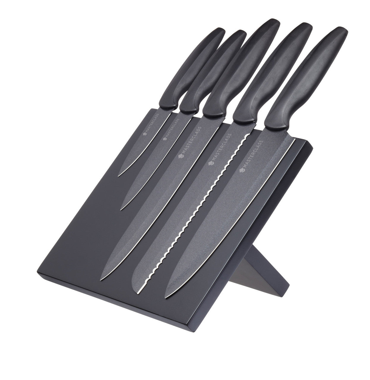 Magnetisk knivblokk med kokkekniv, brødkniv og universalkniv