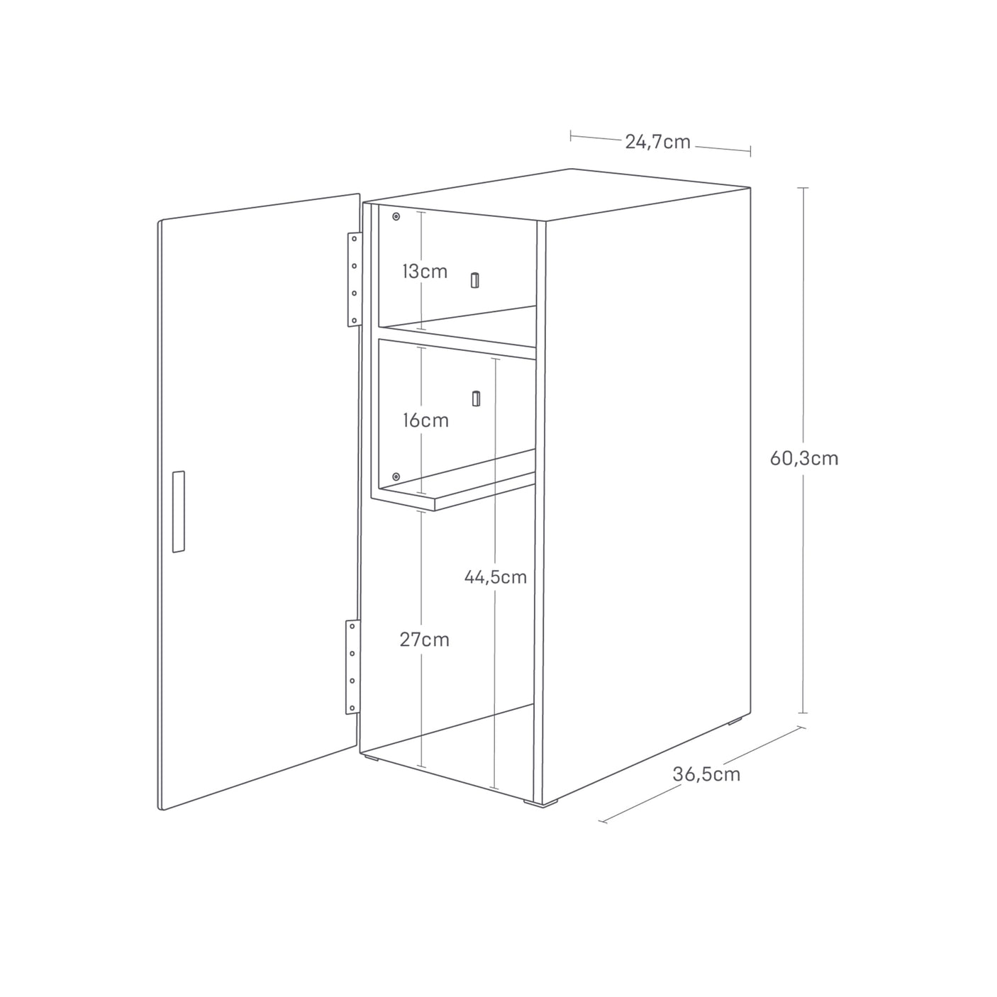 Svart gaming oppbevaring med trefront til konsoll og tilbehør
