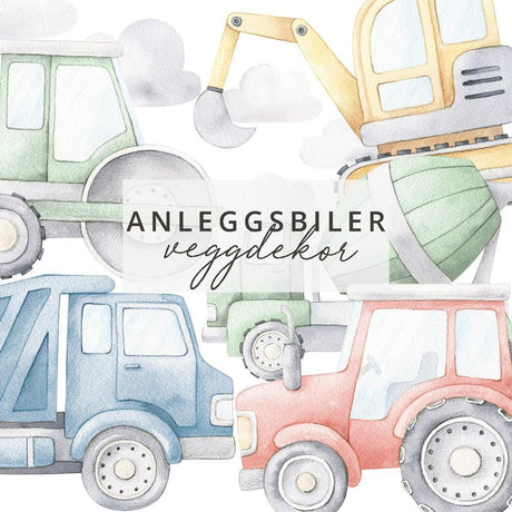Anlæggsbiler klistremerker - Lindas Dekor