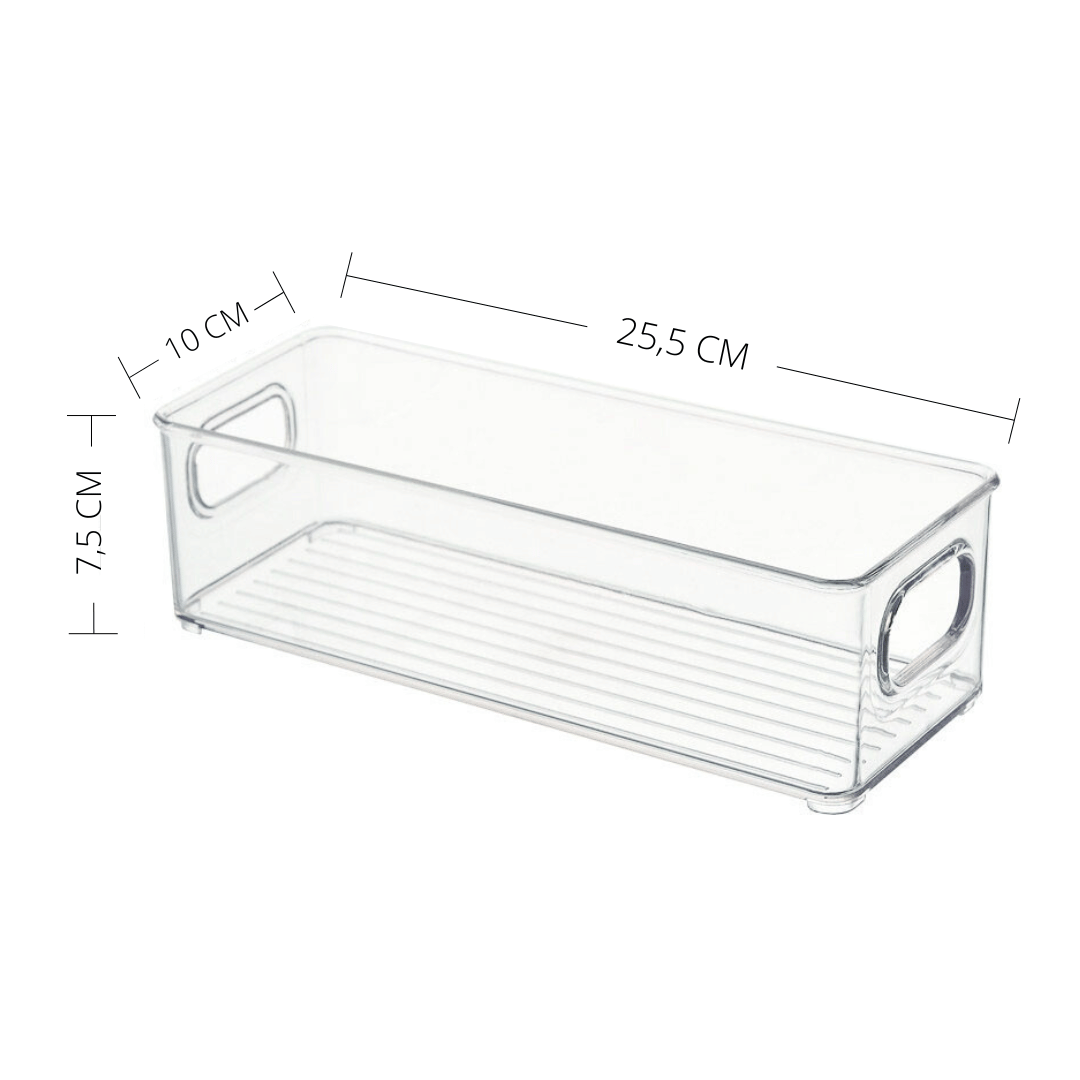 Oppbevaringsboks plast 25,5 cm – transparent skuffeorganisator med håndtak