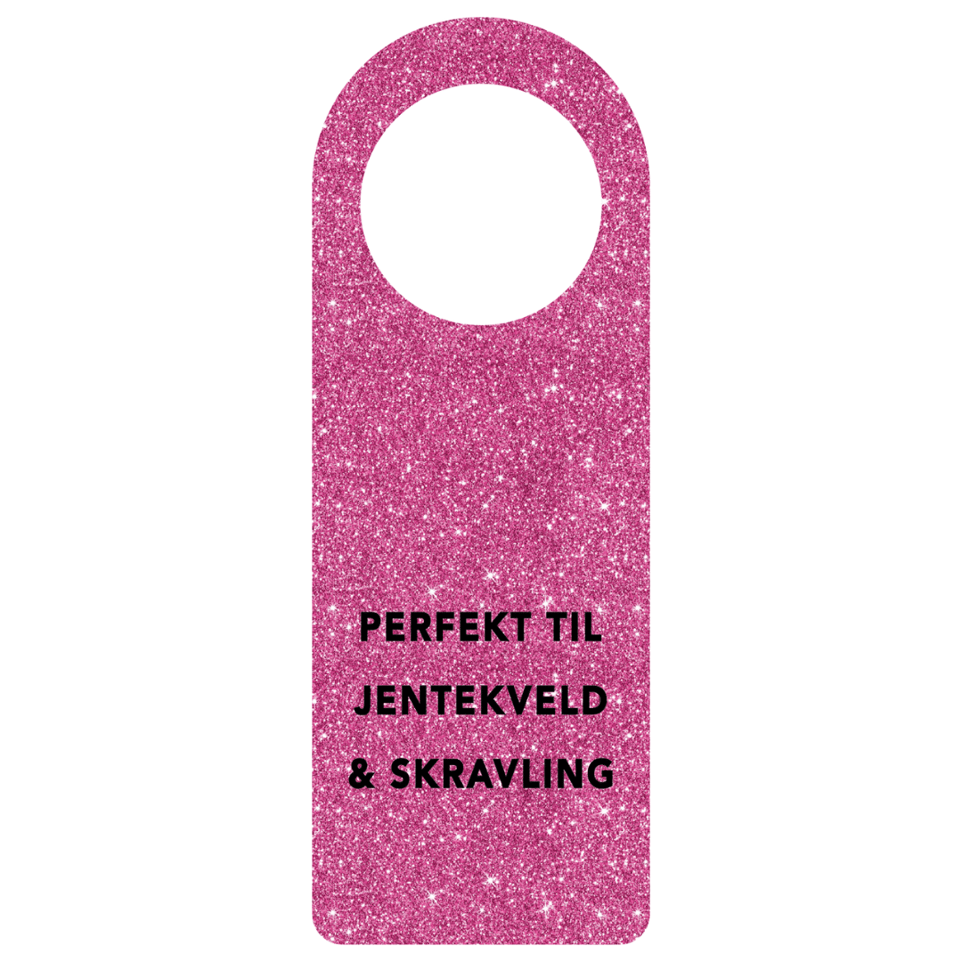 Flaskekort "Jentekveld", rosa glitter