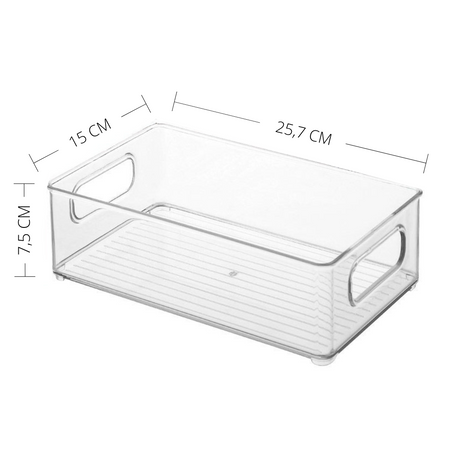 Oppbevaringsboks plast 27,7 cm – transparent organizer med håndtak