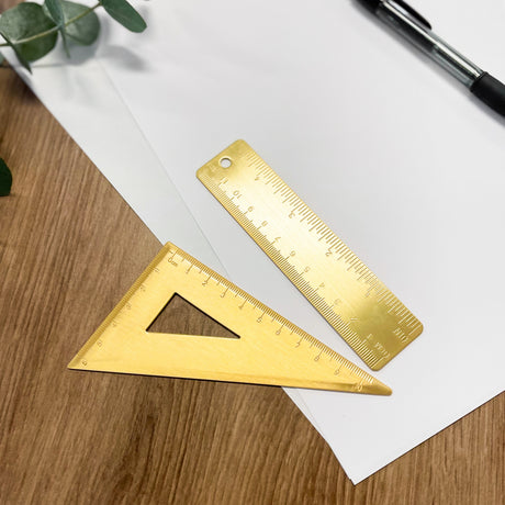 Linjal, børstet messing